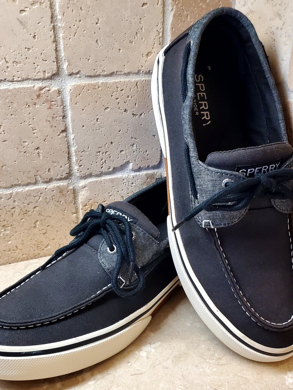 Sperry Men's Black and Gray Two-Tone Canvas Boat Shoes Size 11.5 - Picture 11 of 11